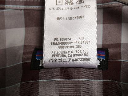 パタゴニア エル レイ シャツ メンズ M 11年製 アウトドア 半袖シャツ チェック ナイロン ポリ マルチカラー ゆったり カジュアル シンプル