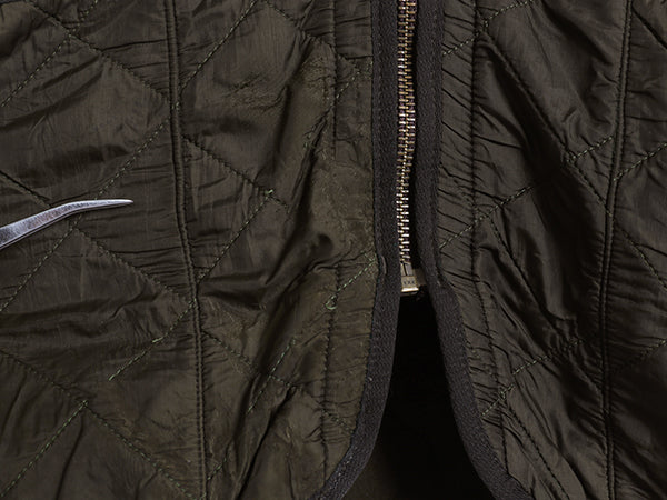 バブアー 中綿 ナイロン キルティング ベスト メンズ L / 古着 3ワラント 裏 フリース フルジップ ライナー 重ね着 前開き 無地 オリーブ