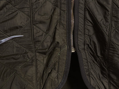 バブアー 中綿 ナイロン キルティング ベスト メンズ L / 古着 3ワラント 裏 フリース フルジップ ライナー 重ね着 前開き 無地 オリーブ