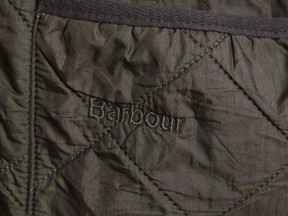 バブアー 中綿 ナイロン キルティング ベスト メンズ L / 古着 3ワラント 裏 フリース フルジップ ライナー 重ね着 前開き 無地 オリーブ