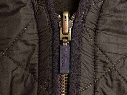 バブアー 中綿 ナイロン キルティング ベスト メンズ L / 古着 3ワラント 裏 フリース フルジップ ライナー 重ね着 前開き 無地 オリーブ