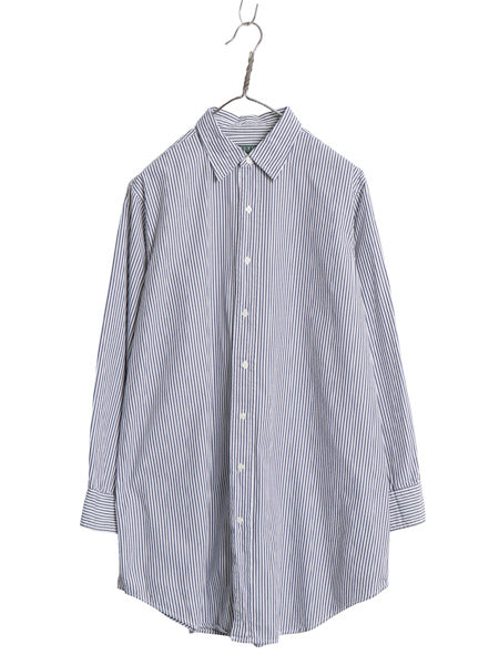 00s ローレン ラルフローレン ストライプ シャツ ワンピース レディース S オールド ポロ 長袖シャツ コットン チュニック ひざ丈 グランパ
