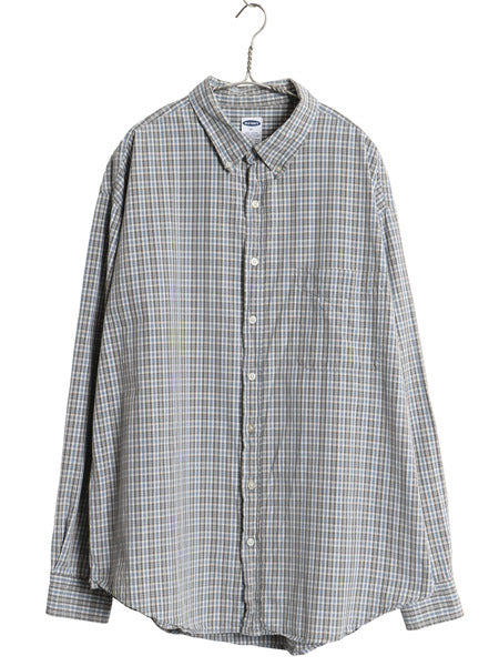 00's オールドネイビー チェック 長袖 ボタンダウン シャツ メンズ XL 古着 ギャップ コットン ポケット付き マルチカラー 大きいサイズ BD