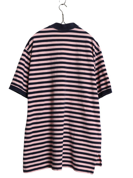 00s ポロ ラルフローレン ボーダー 鹿の子 半袖 ポロシャツ メンズ XL オールド 半袖シャツ コットン ワンポイント 大きいサイズ ツートン