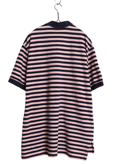 00s ポロ ラルフローレン ボーダー 鹿の子 半袖 ポロシャツ メンズ XL オールド 半袖シャツ コットン ワンポイント 大きいサイズ ツートン