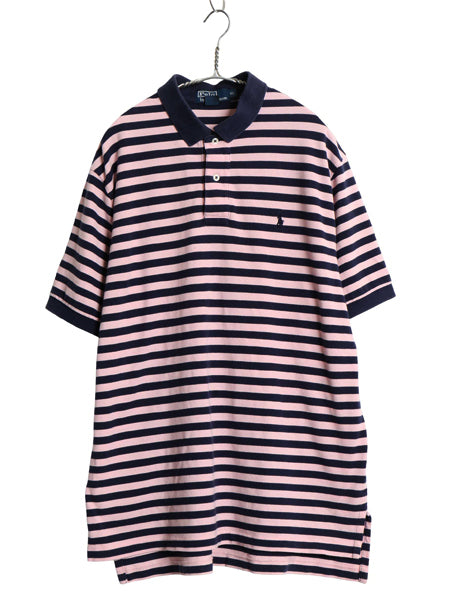 00s ポロ ラルフローレン ボーダー 鹿の子 半袖 ポロシャツ メンズ XL オールド 半袖シャツ コットン ワンポイント 大きいサイズ ツートン