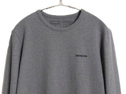パタゴニア 両面 プリント 長袖 Tシャツ レディース S アウトドア ロンT ロングスリーブ P6 バックプリント ボックスロゴ カットソー 濃灰