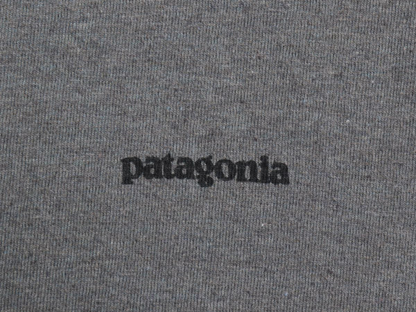 パタゴニア 両面 プリント 長袖 Tシャツ レディース S アウトドア ロンT ロングスリーブ P6 バックプリント ボックスロゴ カットソー 濃灰