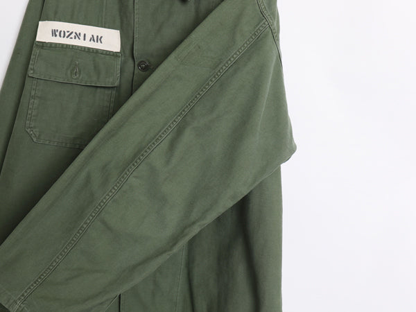 60's 米軍実物 US AIR FORCE コットン サテン ユーティリティ シャツ XL 程/ ヴィンテージ 1st 後期 筒袖 ミリタリー 軍物 アーミー OG107