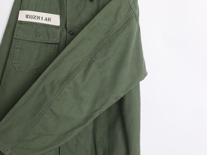 60's 米軍実物 US AIR FORCE コットン サテン ユーティリティ シャツ XL 程/ ヴィンテージ 1st 後期 筒袖 ミリタリー 軍物 アーミー OG107