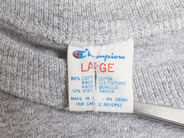 80s USA製 チャンピオン スクリプト ロゴ プリント 半袖 Tシャツ メンズ L ヴィンテージ 88 12 シングルステッチ 目付き ワンポイント 杢灰