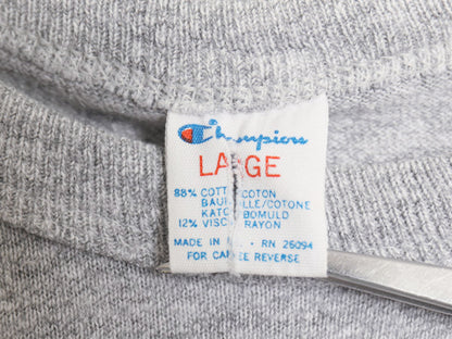 80s USA製 チャンピオン スクリプト ロゴ プリント 半袖 Tシャツ メンズ L ヴィンテージ 88 12 シングルステッチ 目付き ワンポイント 杢灰