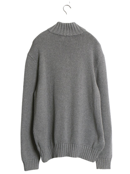 00s ポロ ラルフローレン ハーフジップ コットン ニット セーター メンズ XL オールド ハイネック リブ編み ワンポイント 大きいサイズ 灰