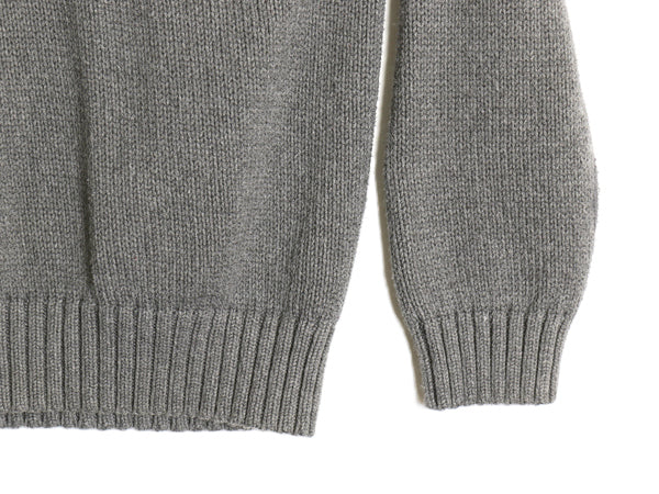 00s ポロ ラルフローレン ハーフジップ コットン ニット セーター メンズ XL オールド ハイネック リブ編み ワンポイント 大きいサイズ 灰