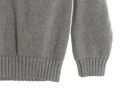 00s ポロ ラルフローレン ハーフジップ コットン ニット セーター メンズ XL オールド ハイネック リブ編み ワンポイント 大きいサイズ 灰
