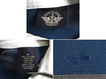 00s ■ DOCKERS リーバイス 2トーン 切替 長袖 ラガーシャツ ( メンズ M ) 古着 ドッカーズ LEVIS 00年代 オールド 長袖シャツ ラグビー