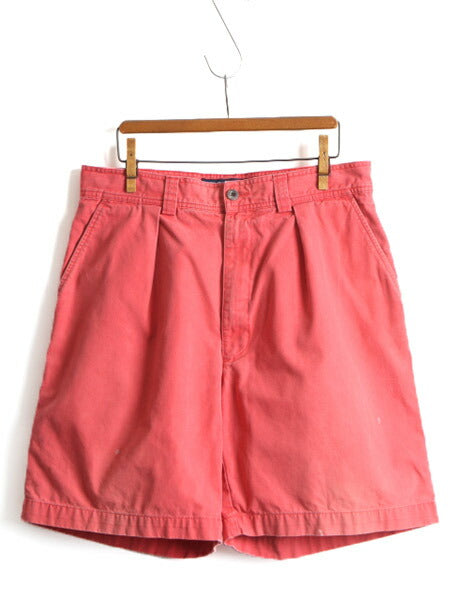 90s ■ POLO SPORT ラルフローレン コットン チノ ショートパンツ ( メンズ 34 ) 古着 90年代 ポロ 短パン 半パン ショーツ 1タック ピンク