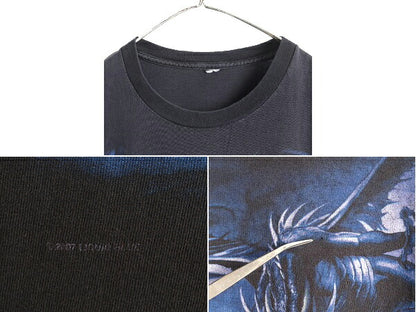 00s オールド ■ ドラゴン プリント 半袖 Tシャツ ( メンズ L 程) 古着 00年代 プリントT キャラクター リキッドブルー 龍 半袖Tシャツ 黒