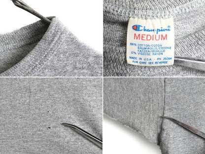 80s USA製 ビンテージ ■ チャンピオン 88 12 半袖 Tシャツ ( メンズ M ) 古着 80年代 Champion 霜降り 杢 灰 杢灰 トリコ ワンポイント