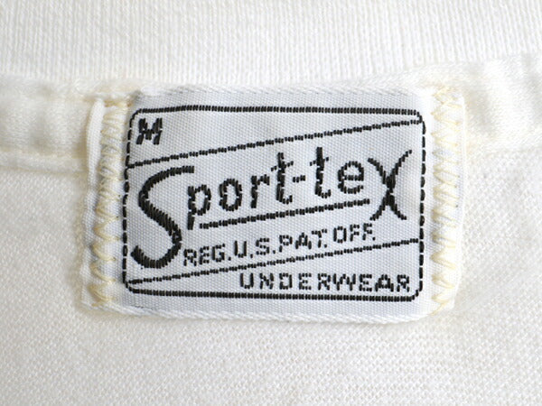 60s ビンテージ ■ Sport tex Vネック 半袖 Tシャツ ( M メンズ S 程) 古着 60年代 シングルステッチ 無地 白 ホワイト アンダーウェア 白T