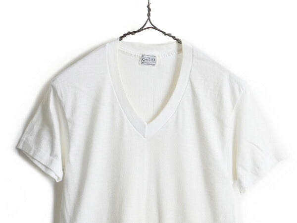 60s ビンテージ ■ Sport tex Vネック 半袖 Tシャツ ( M メンズ S 程) 古着 60年代 シングルステッチ 無地 白 ホワイト アンダーウェア 白T