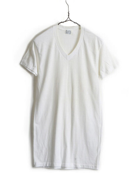 60s ビンテージ ■ Sport tex Vネック 半袖 Tシャツ ( M メンズ S 程) 古着 60年代 シングルステッチ 無地 白 ホワイト アンダーウェア 白T