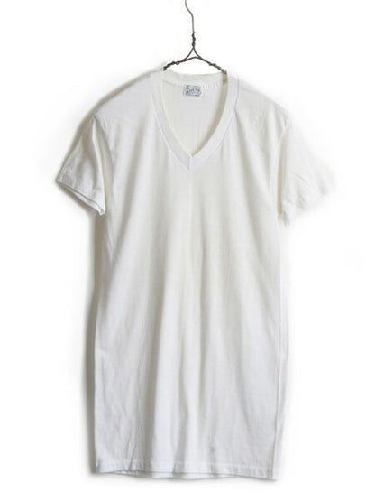 60s ビンテージ ■ Sport tex Vネック 半袖 Tシャツ ( M メンズ S 程) 古着 60年代 シングルステッチ 無地 白 ホワイト アンダーウェア 白T