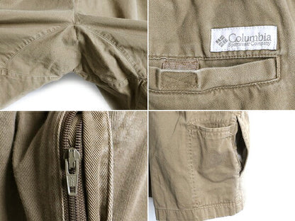 90s 大きいサイズ XL ■ コロンビア ベルト付き コットン ショートパンツ ( メンズ ) 古着 Columbia ショーツ 短パン ハーフパンツ カーキ
