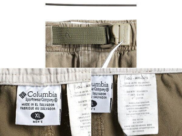 90s 大きいサイズ XL ■ コロンビア ベルト付き コットン ショートパンツ ( メンズ ) 古着 Columbia ショーツ 短パン ハーフパンツ カーキ