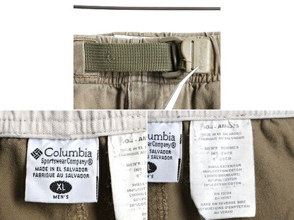 90s 大きいサイズ XL ■ コロンビア ベルト付き コットン ショートパンツ ( メンズ ) 古着 Columbia ショーツ 短パン ハーフパンツ カーキ