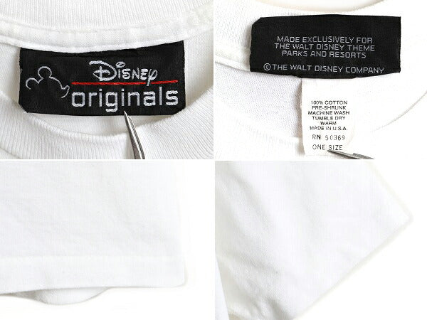 90s USA製 ■ ディズニー オフィシャル グーフィー 大判 プリント 半袖 Tシャツ ( メンズ レディース M 程) 古着 90年代 キャラクター 白