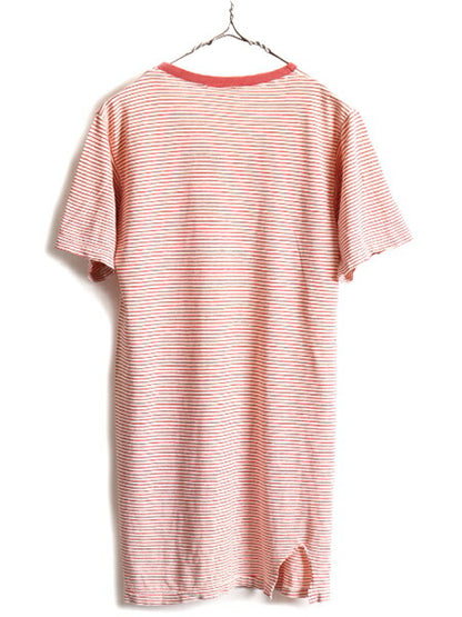 70s USA製 ■ チャンピオン 染込み プリント ボーダー 半袖 Tシャツ ( M メンズ S 程) 古着 70年代 Champion バータグ スリーピング ウェア