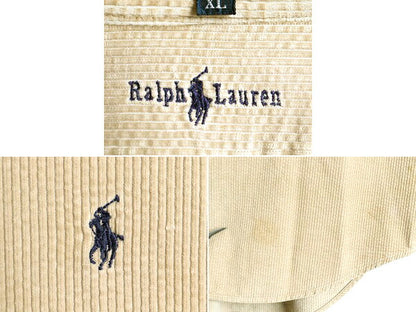 大きいサイズ XL ■ ラルフローレン ポニー刺繍 コーデュロイ 長袖 ボタンダウン シャツ ( メンズ ) 古着 POLO ポロ 長袖シャツ 太畝 細畝