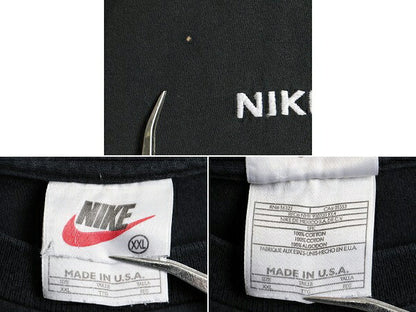 90s USA製 大きいサイズ XXL 人気 黒 ■ NIKE ナイキ バスケットボール ロゴ刺繍 半袖 Tシャツ ( メンズ ) 90年代 オールド ロゴT バスケ
