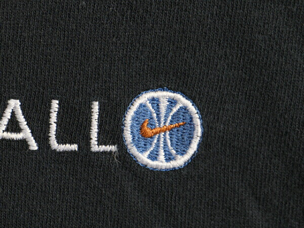 90s USA製 大きいサイズ XXL 人気 黒 ■ NIKE ナイキ バスケットボール ロゴ刺繍 半袖 Tシャツ ( メンズ ) 90年代 オールド ロゴT バスケ