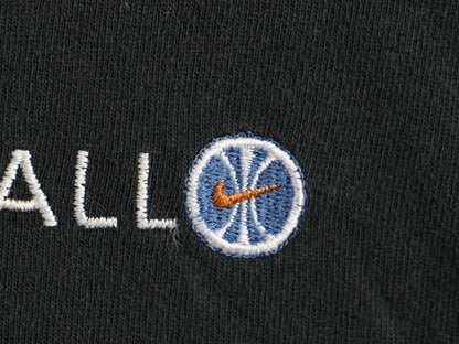 90s USA製 大きいサイズ XXL 人気 黒 ■ NIKE ナイキ バスケットボール ロゴ刺繍 半袖 Tシャツ ( メンズ ) 90年代 オールド ロゴT バスケ