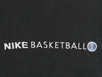 90s USA製 大きいサイズ XXL 人気 黒 ■ NIKE ナイキ バスケットボール ロゴ刺繍 半袖 Tシャツ ( メンズ ) 90年代 オールド ロゴT バスケ
