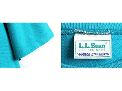 90s オールド ■ エルエルビーン 無地 鹿の子 半袖 Tシャツ メンズ M 程/ 古着 90年代 LLBEAN LLビーン DOUBLE L SHIRT ターコイズ ブルー