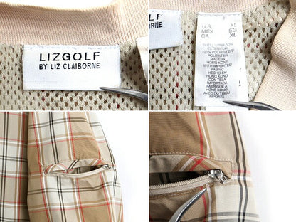 ■ LIZ GOLF ライナー付き チェック プルオーバー ナイロン ジャケット ( レディース XL ) ウォームアップ メッシュ ライナー付き ゴルフ