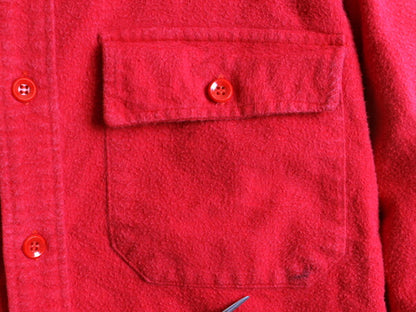 60's 70's 筆記体タグ ■ LLBEAN エルエルビーン コットン シャモア クロス 長袖 シャツ ( 15 1/2 メンズ M 程) 古着 ネルシャツ ネル 赤