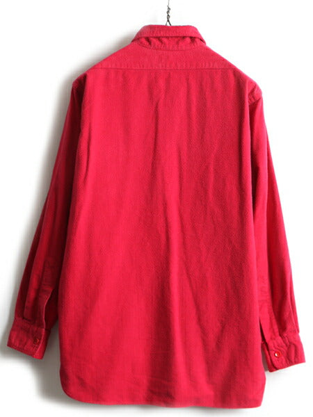 60's 70's 筆記体タグ ■ LLBEAN エルエルビーン コットン シャモア クロス 長袖 シャツ ( 15 1/2 メンズ M 程) 古着 ネルシャツ ネル 赤