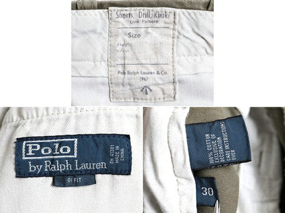 ビンテージ加工 ■ POLO ポロ ラルフローレン コットン チノ ショートパンツ ( メンズ 30 ) 古着 ショーツ US ARMY タイプ ノータック 漢字