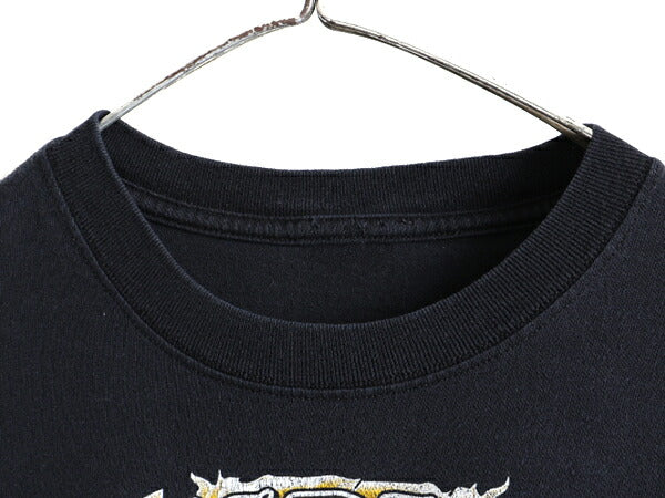 90s 人気 黒 ■ NFL ピッツバーグ スティーラーズ プリント 半袖 Tシャツ ( メンズ L 程) 古着 90年代 オールド アメフト フットボール