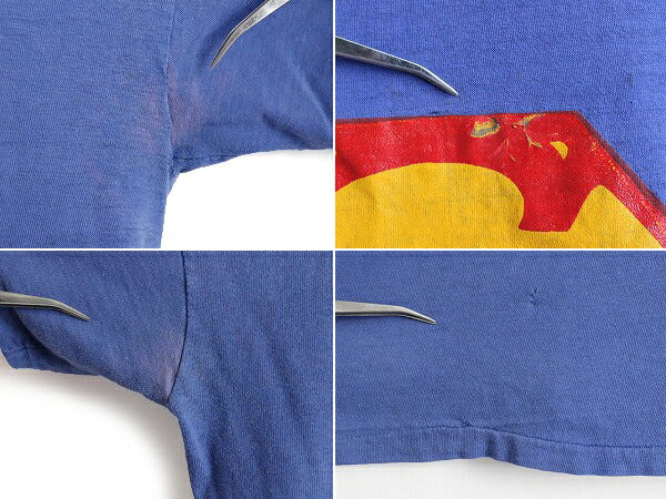 70s USA製 ■ スーパーマン ロゴ プリント 半袖 Tシャツ ( L 小さめ メンズ S レディース M 程) 古着 70年代 ビンテージ ラッセル 黒タグ