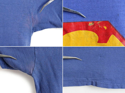 70s USA製 ■ スーパーマン ロゴ プリント 半袖 Tシャツ ( L 小さめ メンズ S レディース M 程) 古着 70年代 ビンテージ ラッセル 黒タグ
