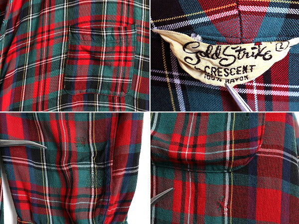 60s ビンテージ ■ CRESCENT ポケット付き チェック レーヨン ガウン メンズ L 古着 ヴィンテージ ローブ コート ロング丈 ルームウェア