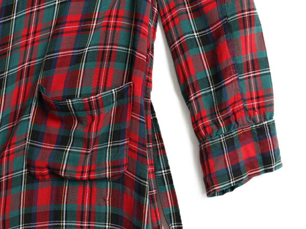 60s ビンテージ ■ CRESCENT ポケット付き チェック レーヨン ガウン メンズ L 古着 ヴィンテージ ローブ コート ロング丈 ルームウェア