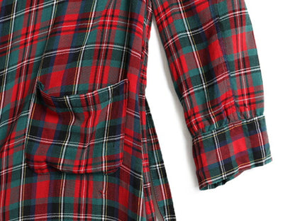 60s ビンテージ ■ CRESCENT ポケット付き チェック レーヨン ガウン メンズ L 古着 ヴィンテージ ローブ コート ロング丈 ルームウェア