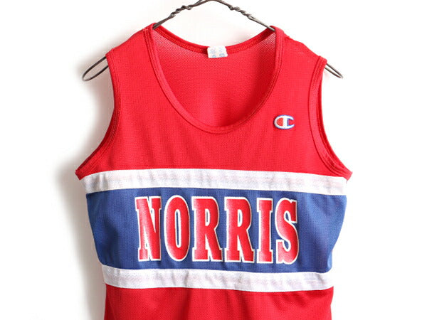 80s USA製 ■ チャンピオン カレッジ プリント メッシュ タンクトップ ( 14 レディース L メンズ M 程) 古着 80年代 Champion ビンテージ