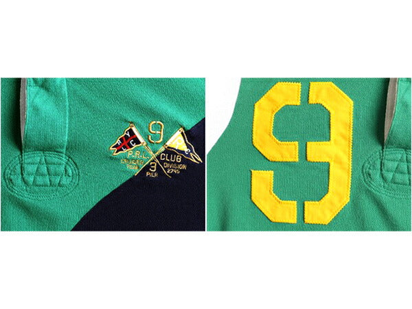 希少サイズ S ■ POLO ポロ ラルフローレン 鹿の子 半袖 ポロシャツ ( メンズ ) 古着 半袖シャツ ラガーシャツ タイプ ラグビー 緑 紺 白